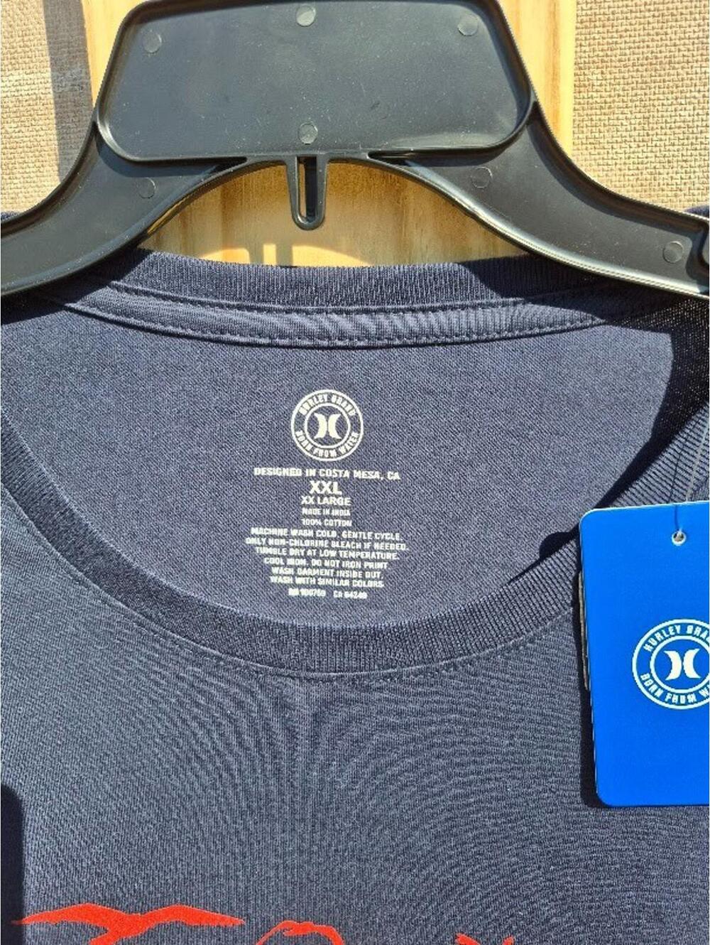 Hurley 100% Cotton XXL 2XL Mens Blue Surf Tshirt New w/ Tags - Picture 3 of 5